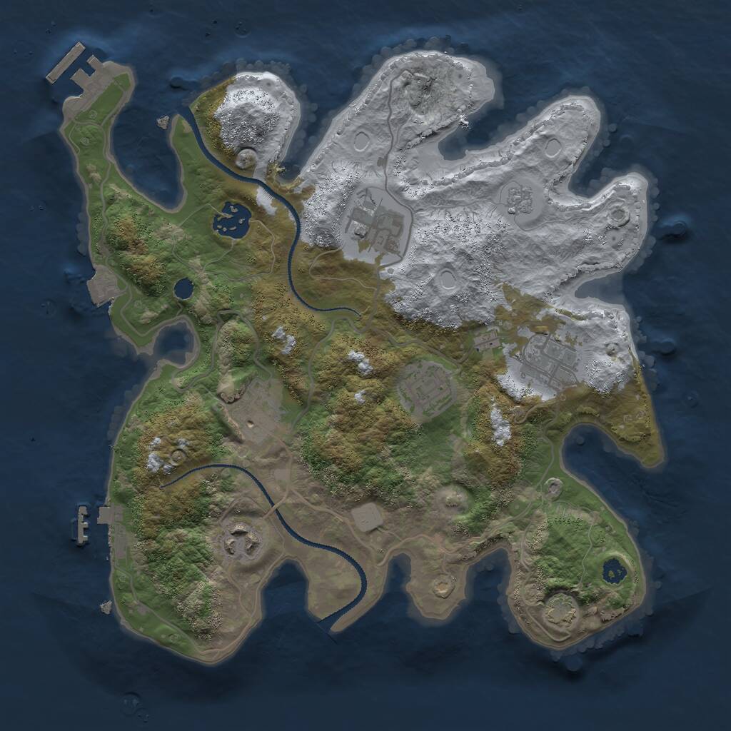 Rust Map: Procedural Map, Size: 3000, Seed: 1049485662, 11 Monuments