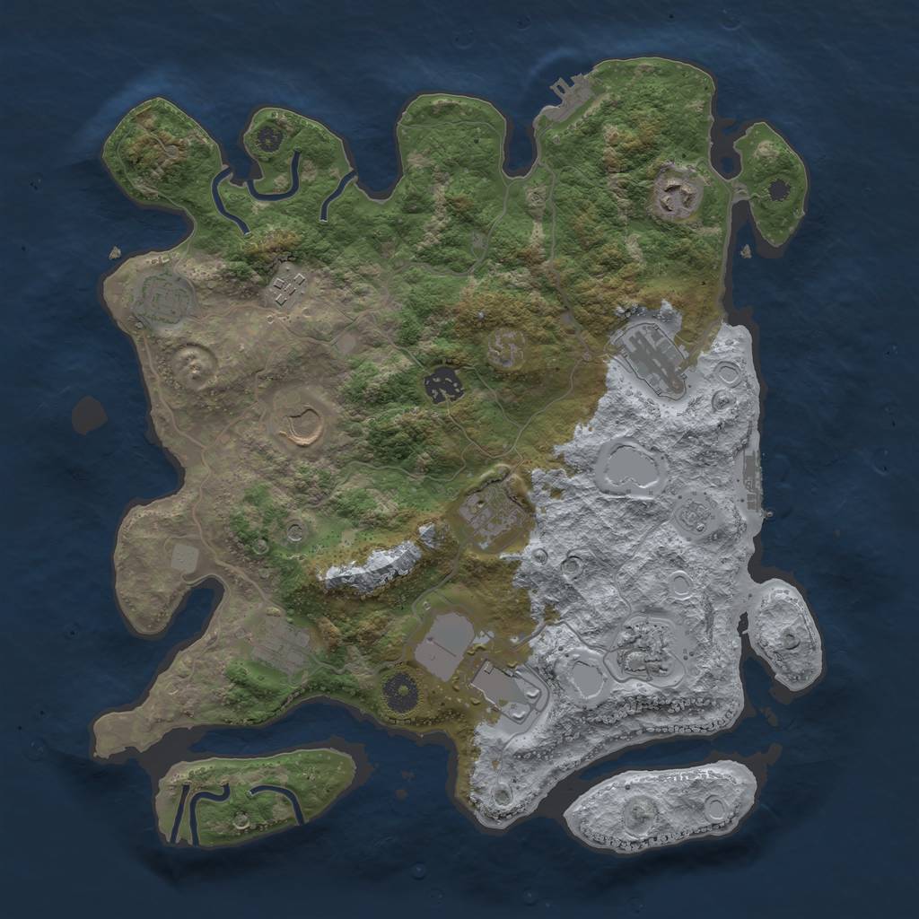 Rust Map: Procedural Map, Size: 3700, Seed: 1348012733, 19 Monuments