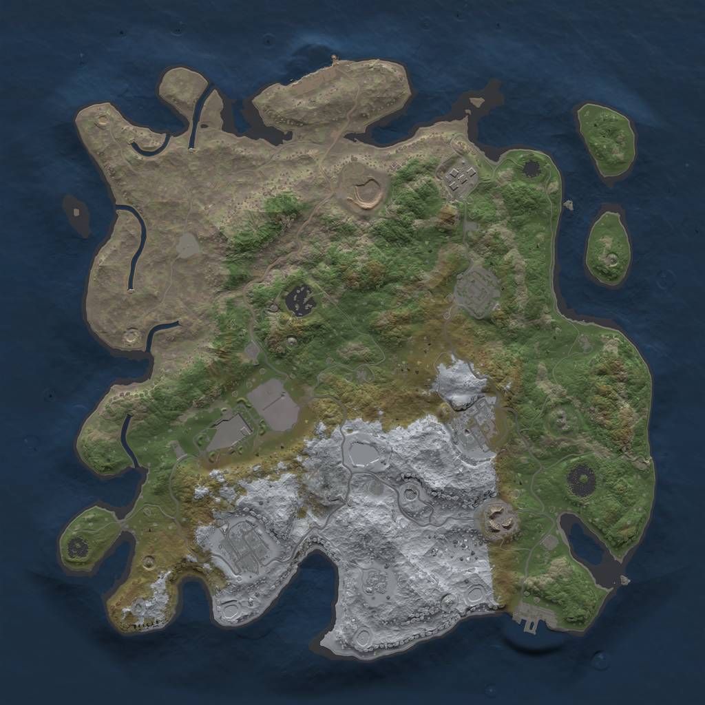 Rust Map: Procedural Map, Size: 3500, Seed: 21225994, 17 Monuments