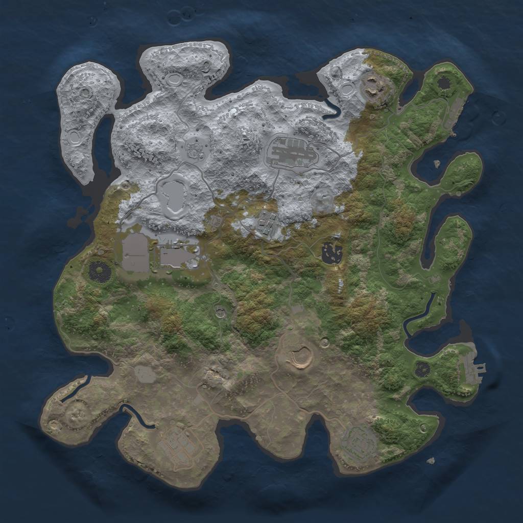 Rust Map: Procedural Map, Size: 3500, Seed: 6667235, 17 Monuments