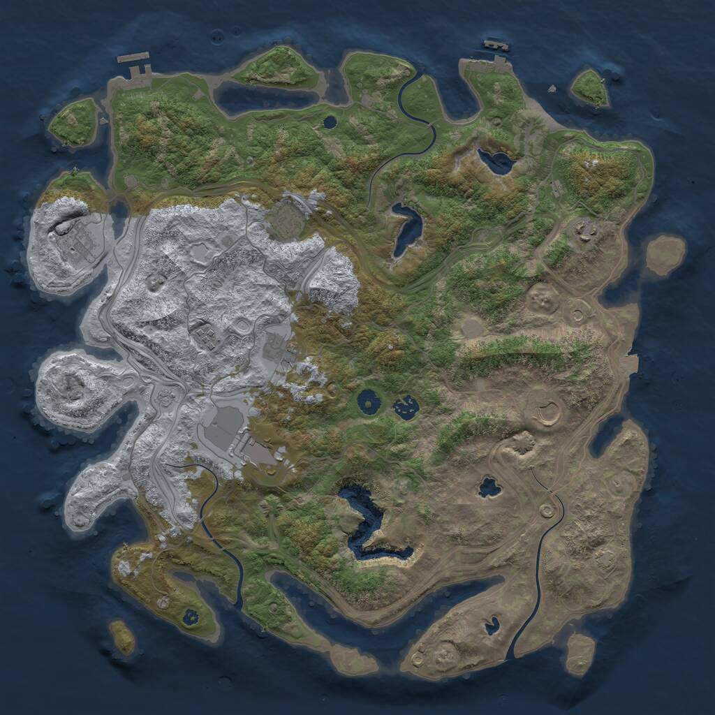 Rust Map: Procedural Map, Size: 4500, Seed: 1691407903, 14 Monuments