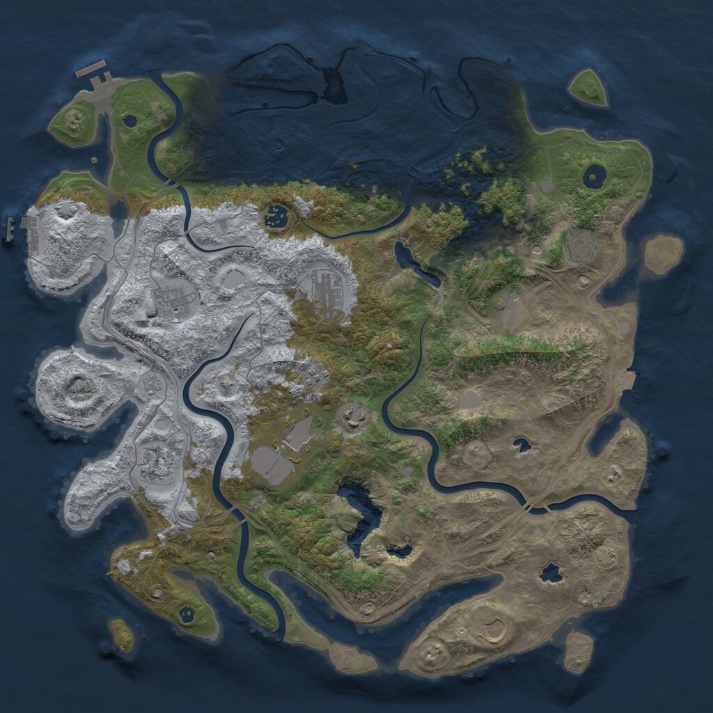 Rust Map: Procedural Map, Size: 4500, Seed: 1691407903, 16 Monuments