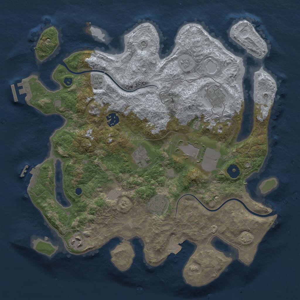 Rust Map: Procedural Map, Size: 3500, Seed: 49920363, 13 Monuments