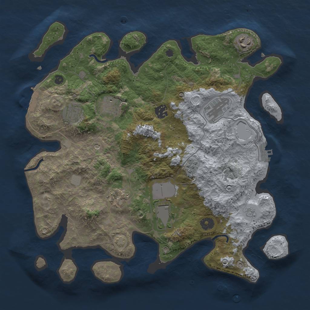 Rust Map: Procedural Map, Size: 3500, Seed: 74035010, 15 Monuments