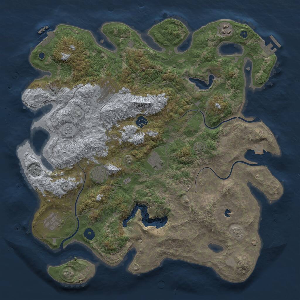 Rust Map: Procedural Map, Size: 4050, Seed: 1706450147, 13 Monuments