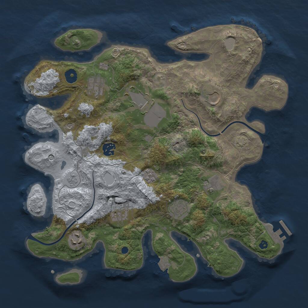 Rust Map: Procedural Map, Size: 3500, Seed: 121250, 14 Monuments