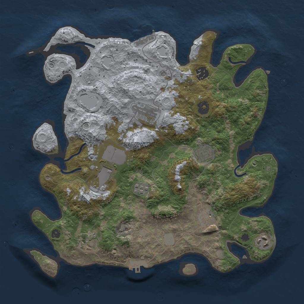 Rust Map: Procedural Map, Size: 3500, Seed: 467381036, 17 Monuments