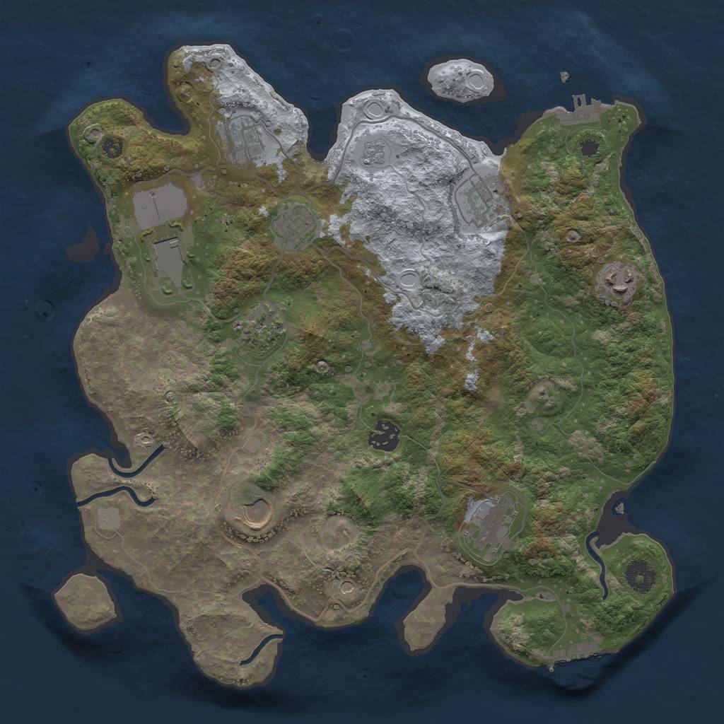 Rust Map: Procedural Map, Size: 3500, Seed: 1319044817, 18 Monuments