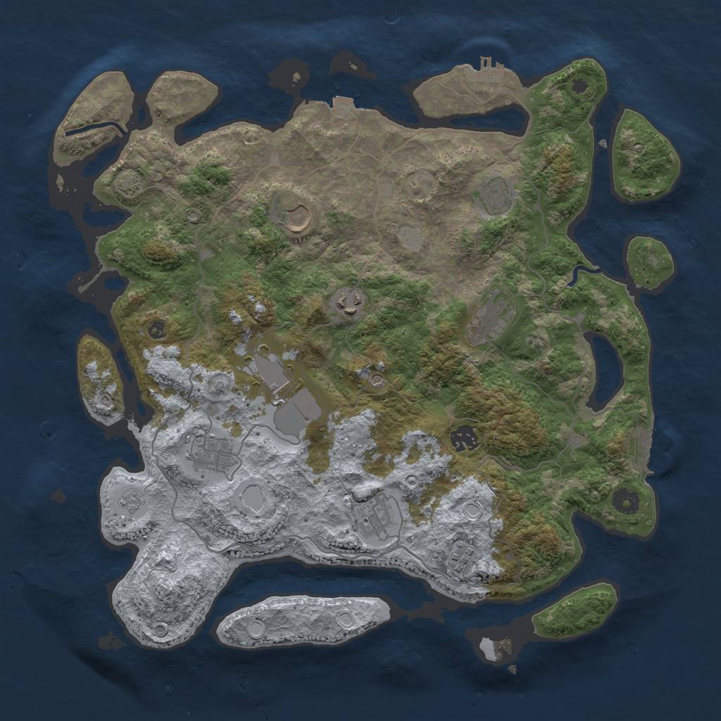 Rust Map: Procedural Map, Size: 4000, Seed: 301844519, 17 Monuments