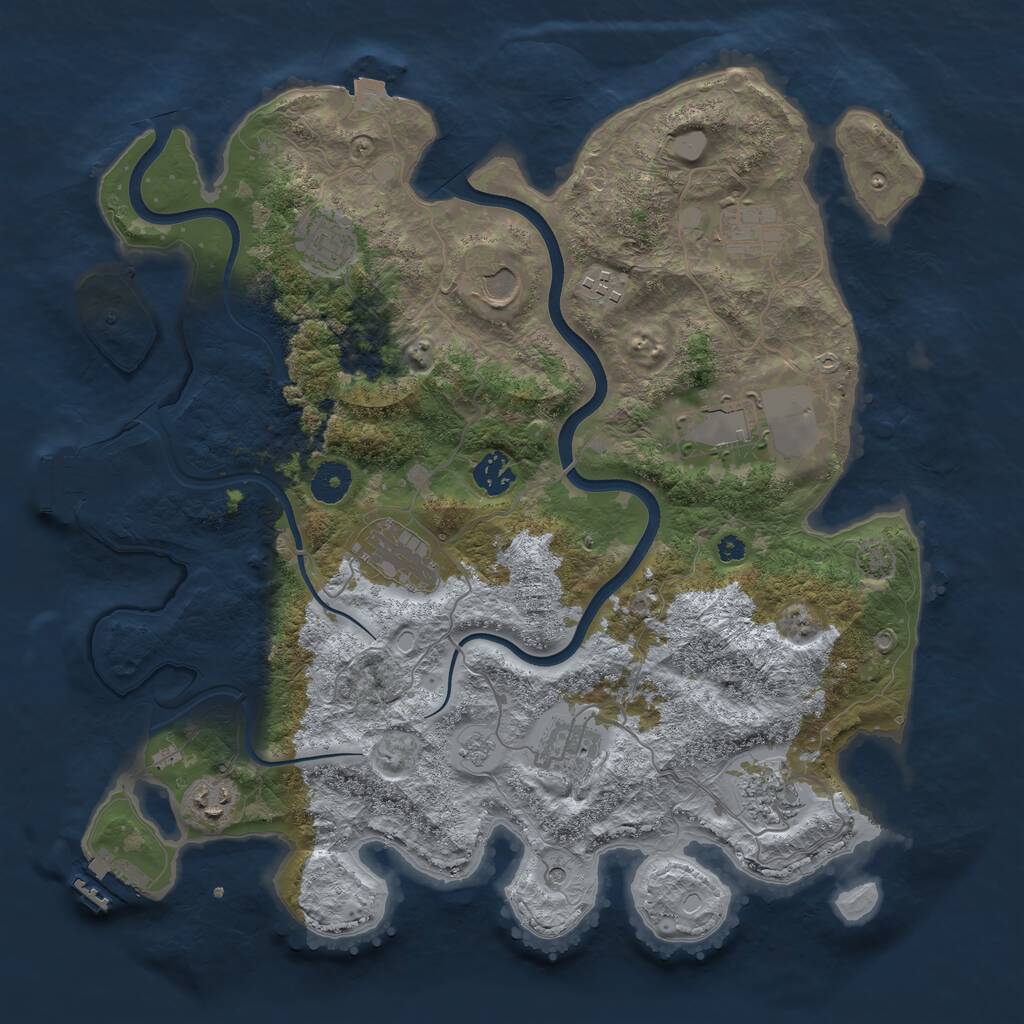 Rust Map: Procedural Map, Size: 3800, Seed: 76557, 16 Monuments