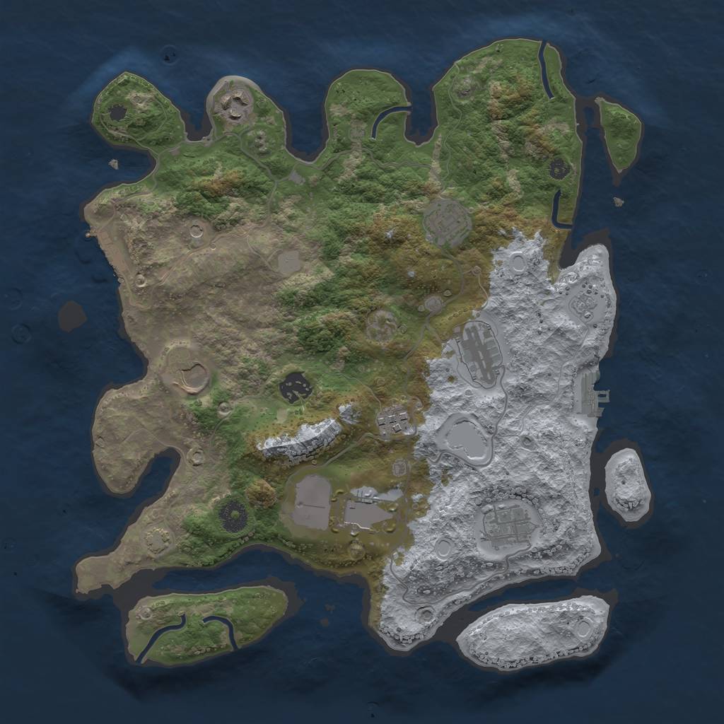 Rust Map: Procedural Map, Size: 3600, Seed: 1348012733, 16 Monuments