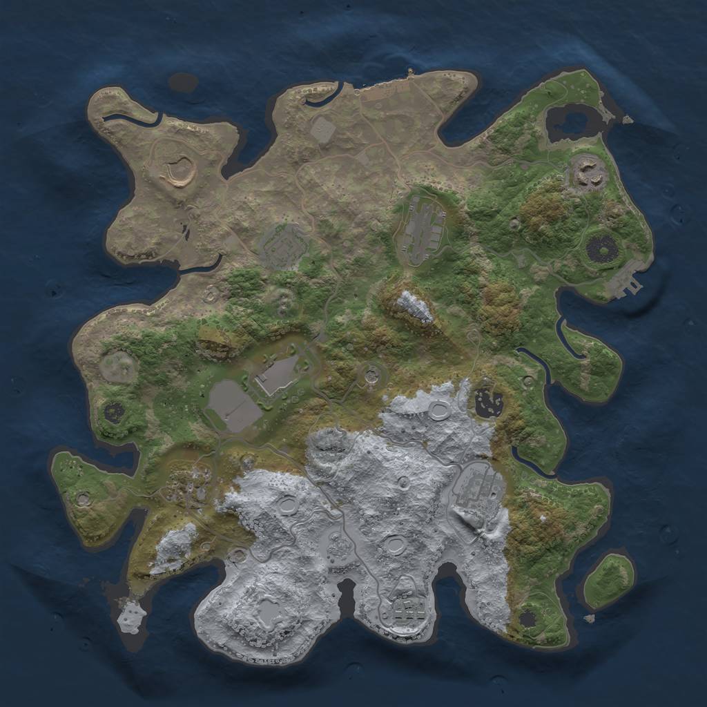 Rust Map: Procedural Map, Size: 3500, Seed: 1512916538, 18 Monuments