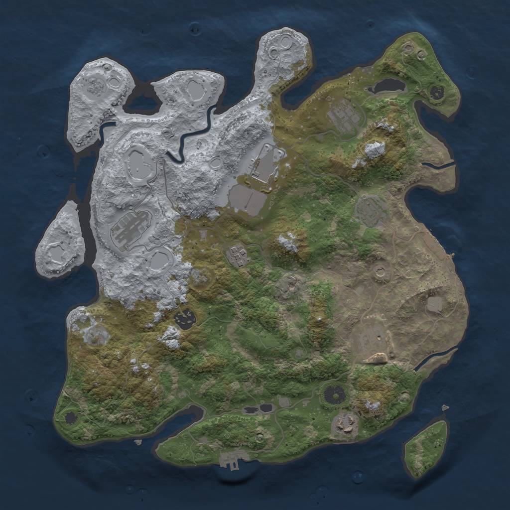 Rust Map: Procedural Map, Size: 3700, Seed: 175817609, 17 Monuments
