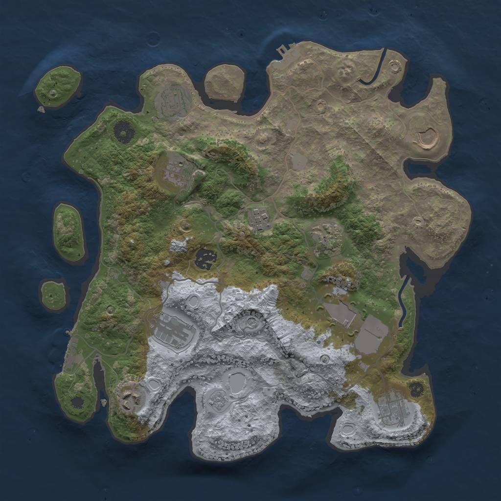 Rust Map: Procedural Map, Size: 3500, Seed: 7467, 19 Monuments