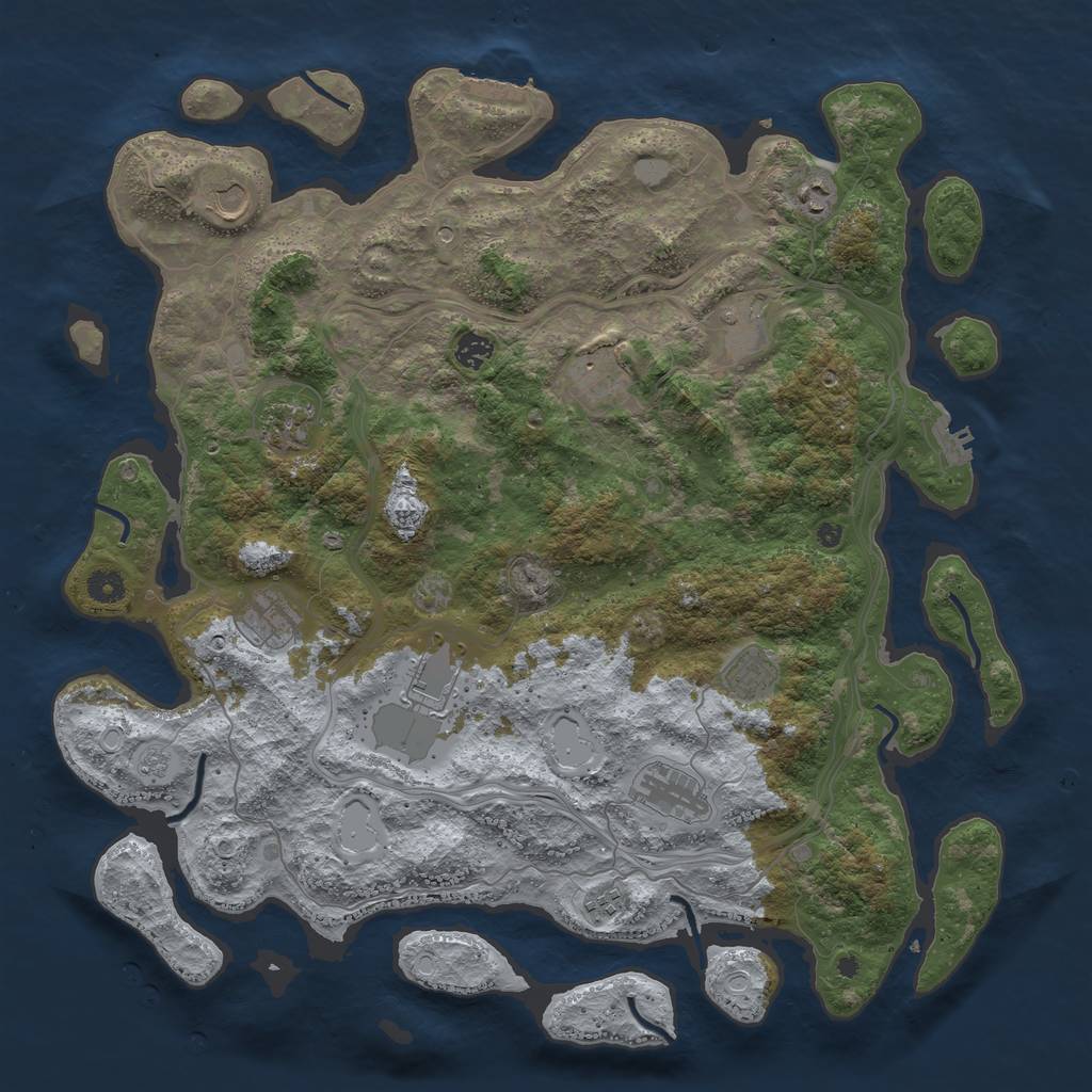 Rust Map: Procedural Map, Size: 4500, Seed: 1031524942, 18 Monuments