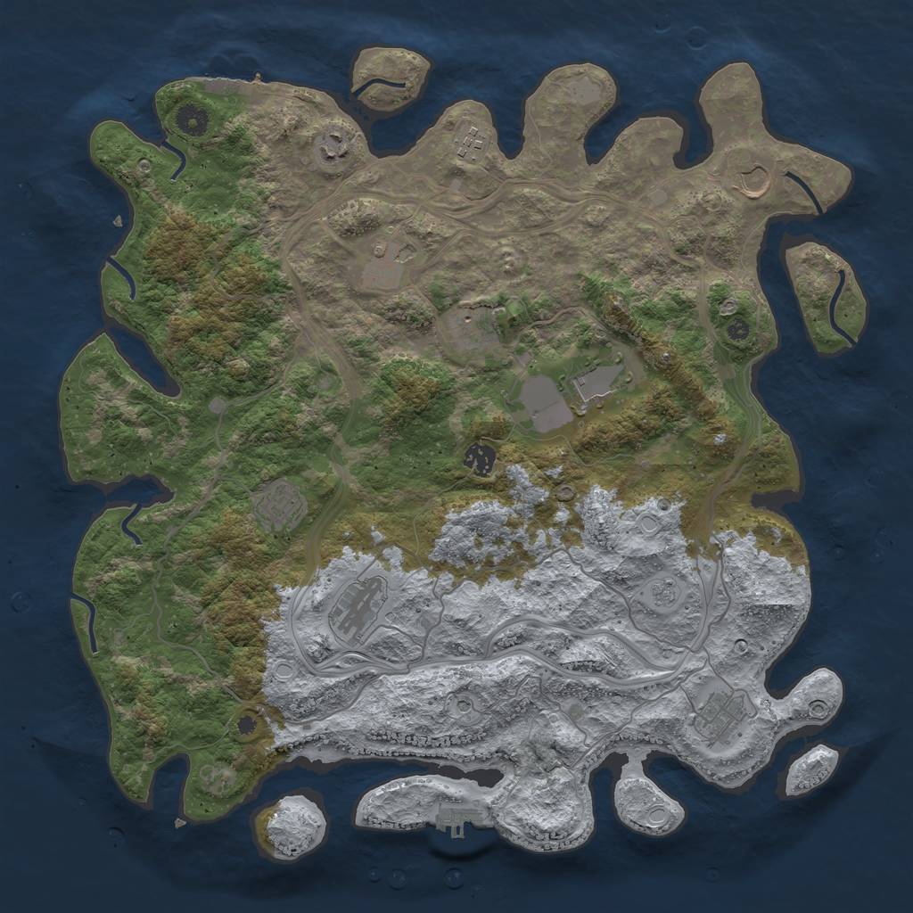 Rust Map: Procedural Map, Size: 4250, Seed: 1937925683, 17 Monuments