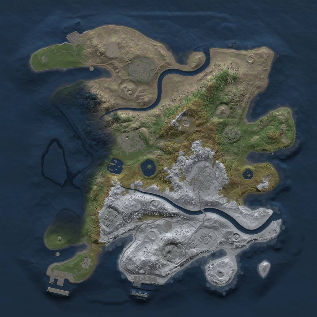 Rust Map: Procedural Map, Size: 3000, Seed: 1844577203, 11 Monuments