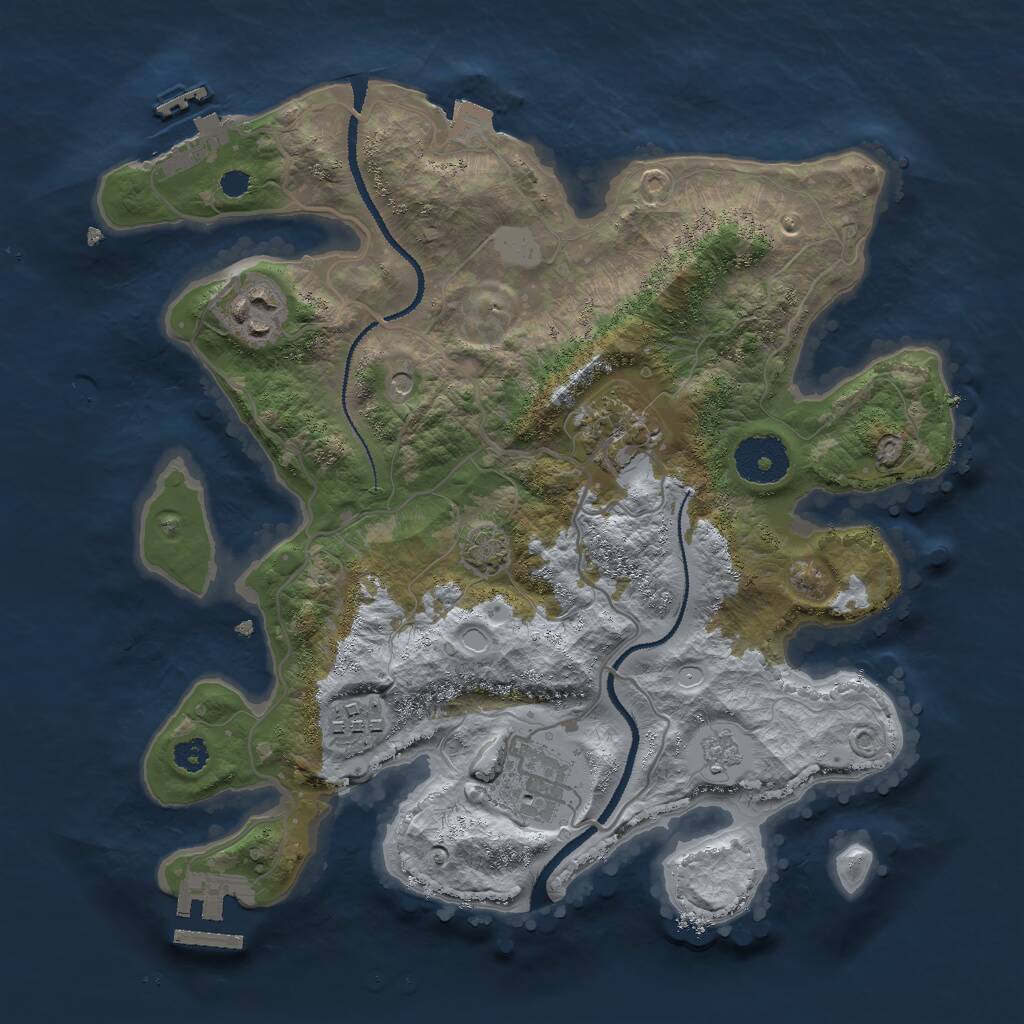 Rust Map: Procedural Map, Size: 3000, Seed: 1844577203, 10 Monuments