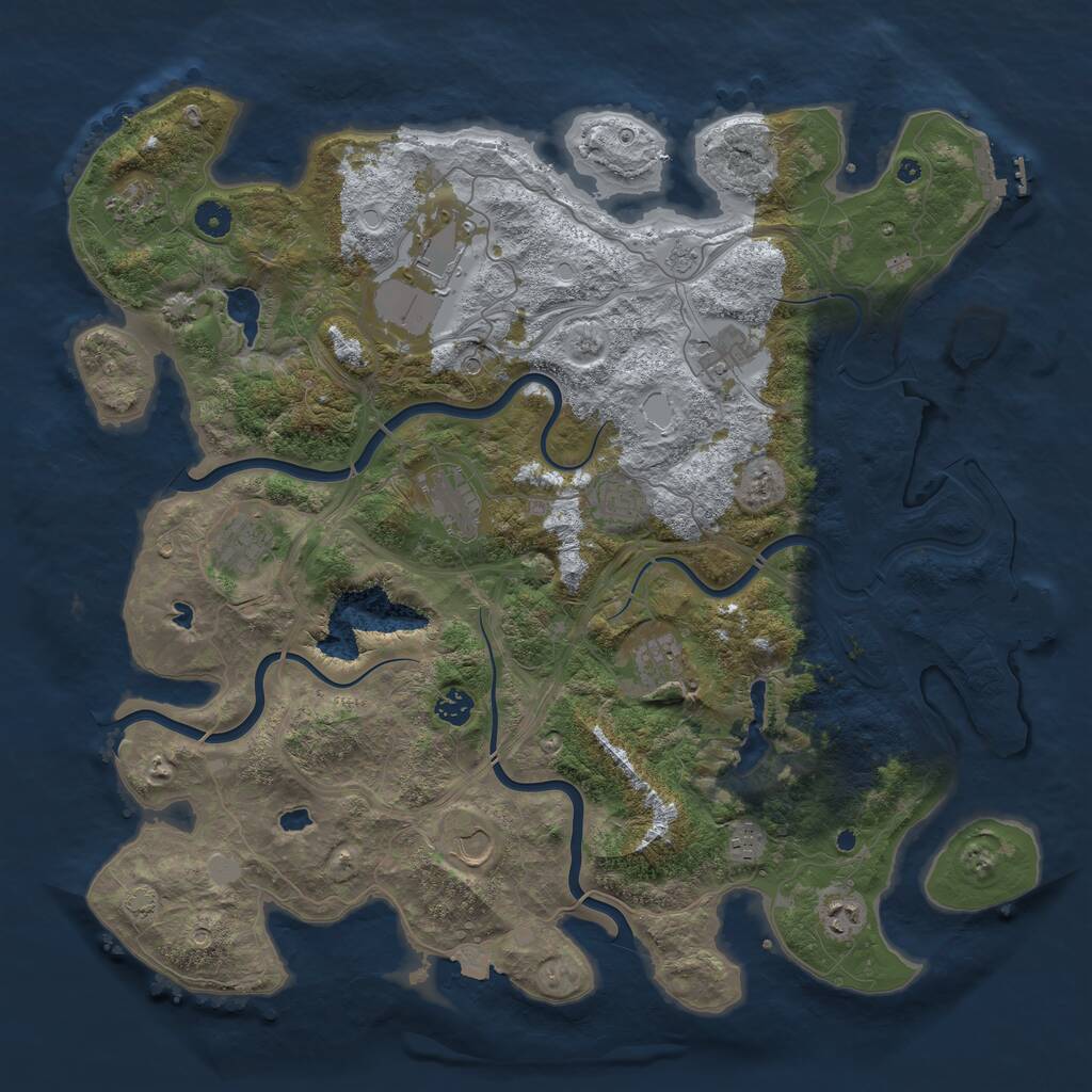 Rust Map: Procedural Map, Size: 4500, Seed: 1206833663, 17 Monuments