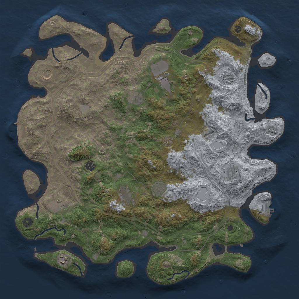 Rust Map: Procedural Map, Size: 4500, Seed: 319877794, 18 Monuments