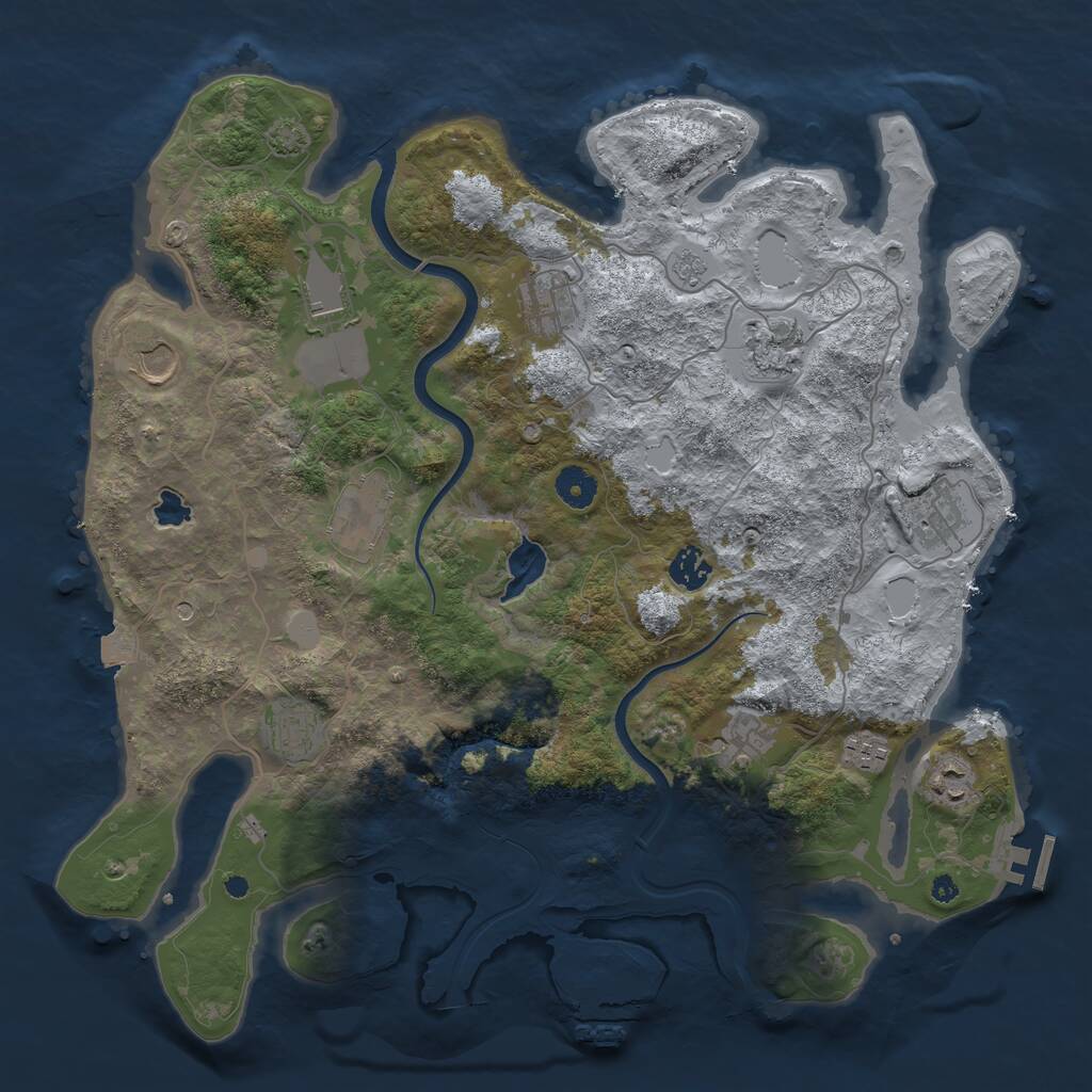 Rust Map: Procedural Map, Size: 4000, Seed: 395133710, 17 Monuments