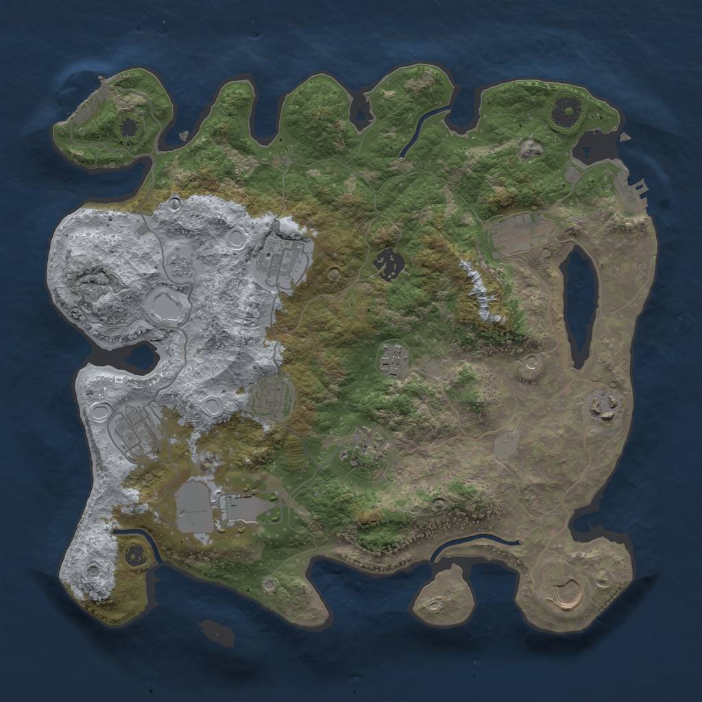 Rust Map: Procedural Map, Size: 3500, Seed: 800466113, 19 Monuments