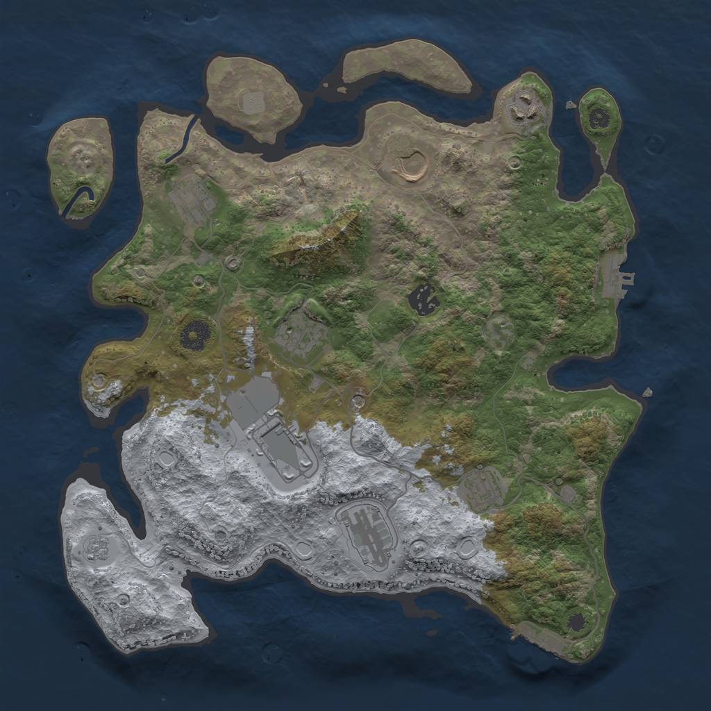 Rust Map: Procedural Map, Size: 3500, Seed: 2032, 17 Monuments