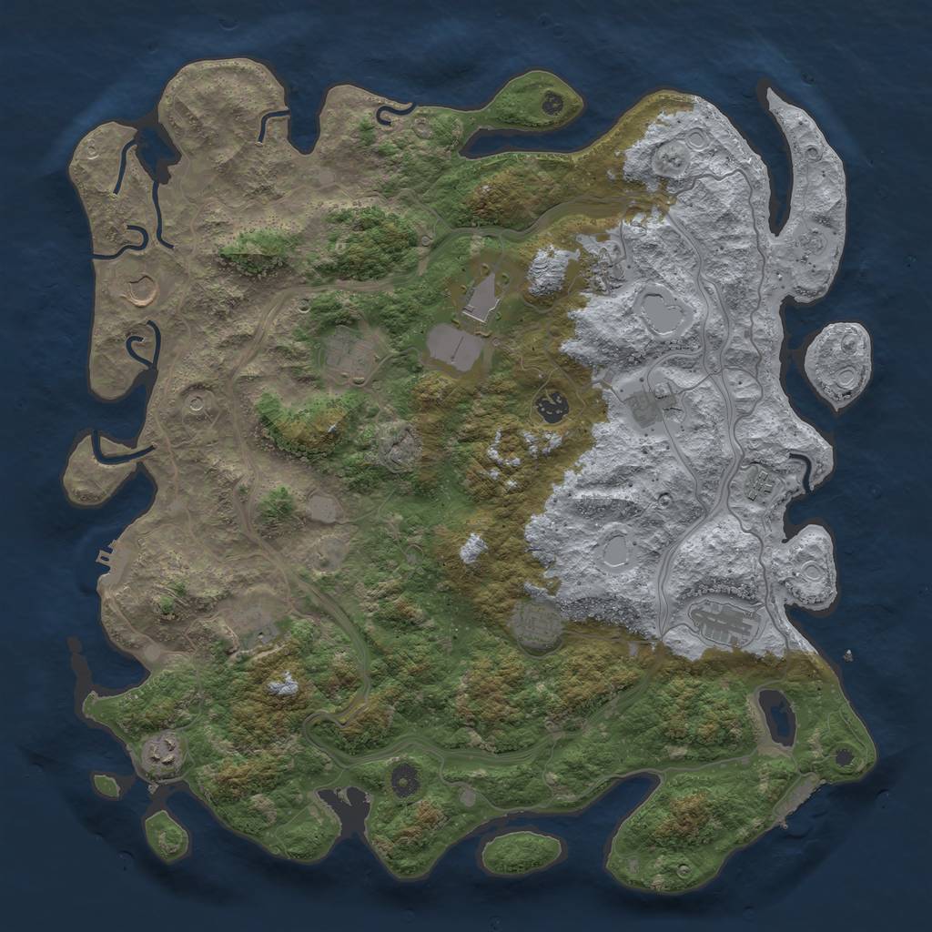 Rust Map: Procedural Map, Size: 4500, Seed: 850581257, 18 Monuments