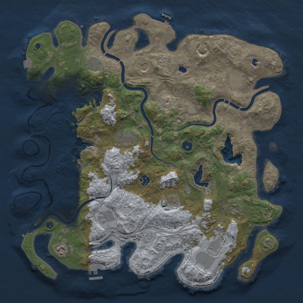 Rust Map: Procedural Map, Size: 4500, Seed: 1410098002, 17 Monuments