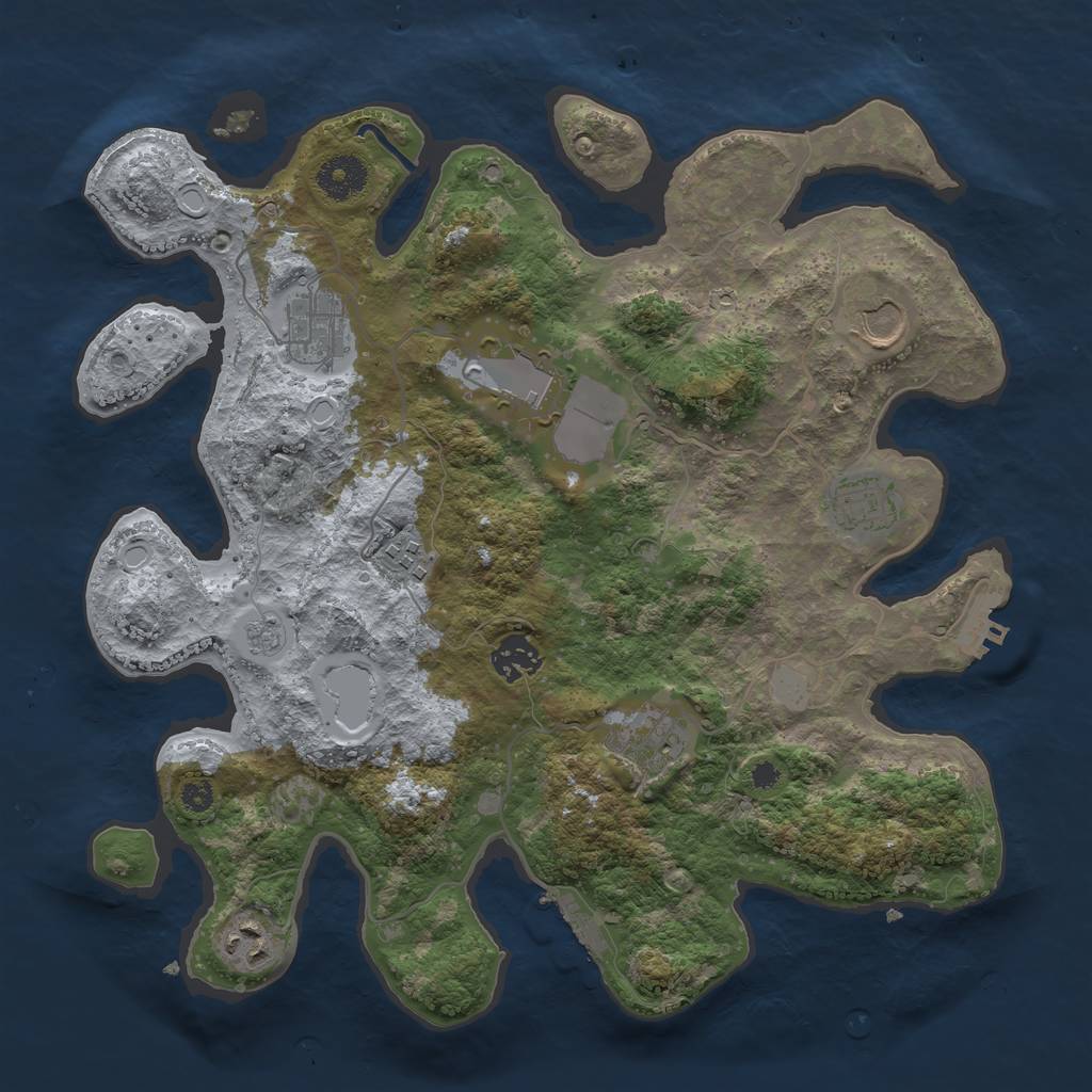 Rust Map: Procedural Map, Size: 3500, Seed: 10811, 16 Monuments