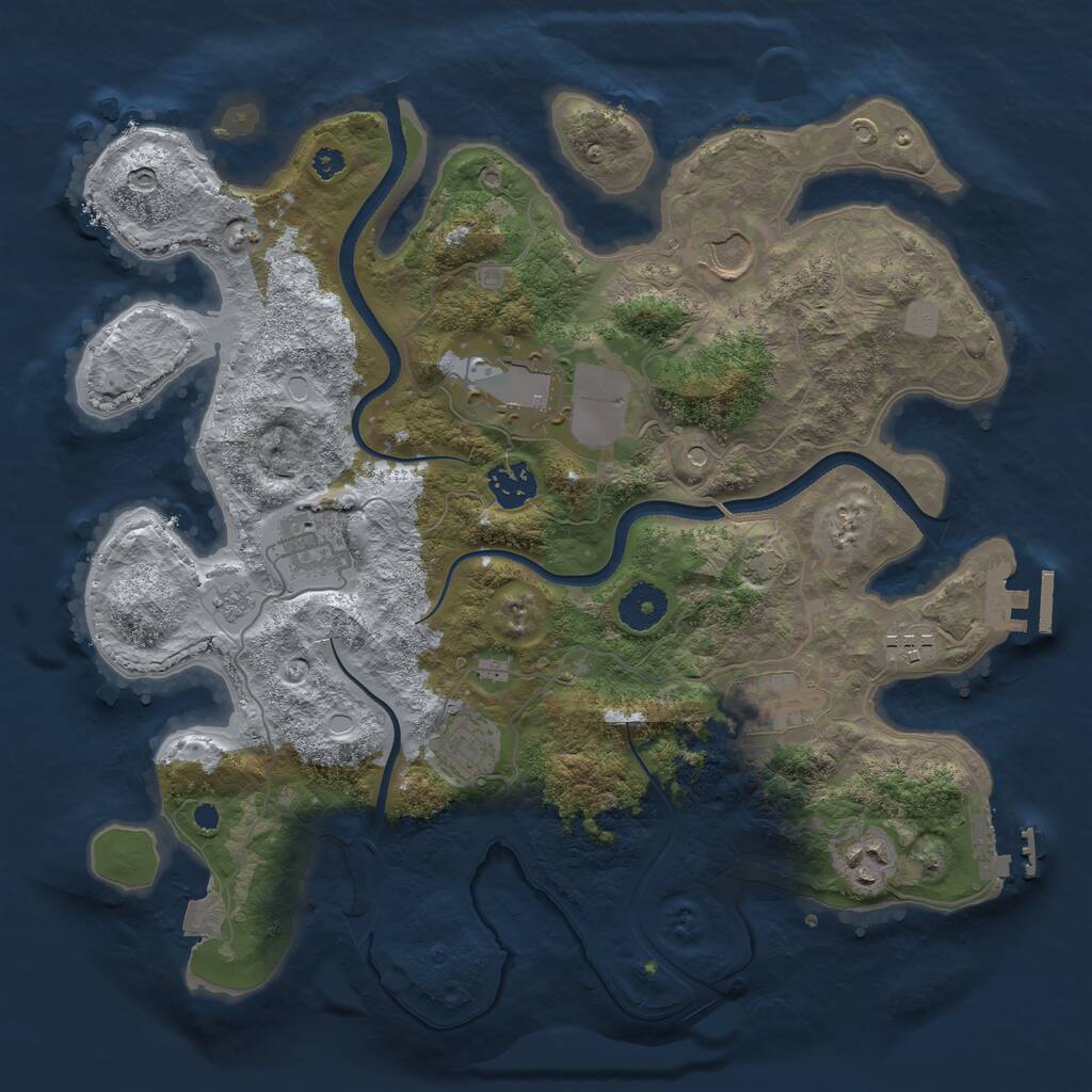 Rust Map: Procedural Map, Size: 3500, Seed: 10811, 14 Monuments