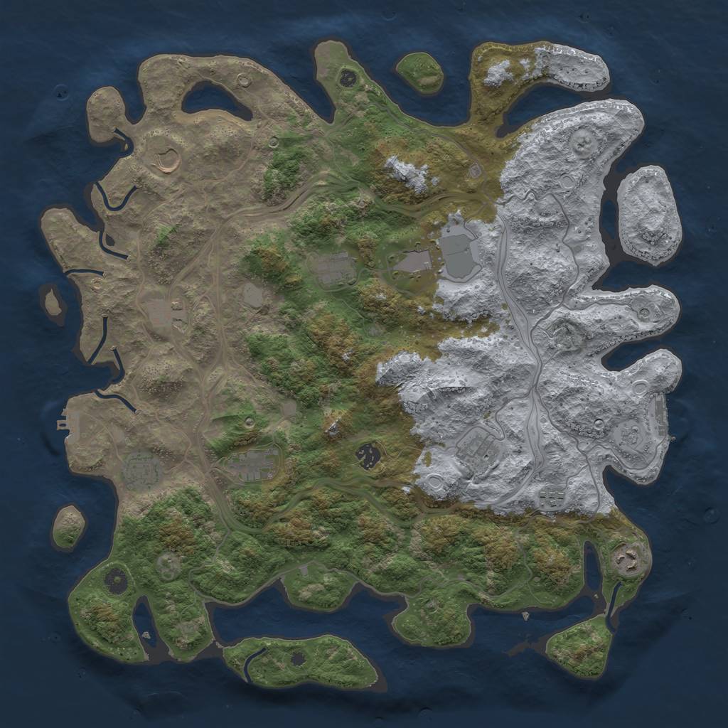 Rust Map: Procedural Map, Size: 4500, Seed: 266336929, 17 Monuments
