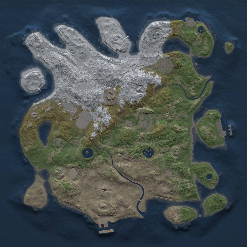 Rust Map: Procedural Map, Size: 3500, Seed: 461252023, 12 Monuments