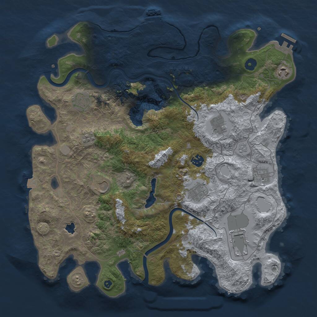 Rust Map: Procedural Map, Size: 4000, Seed: 9461, 15 Monuments