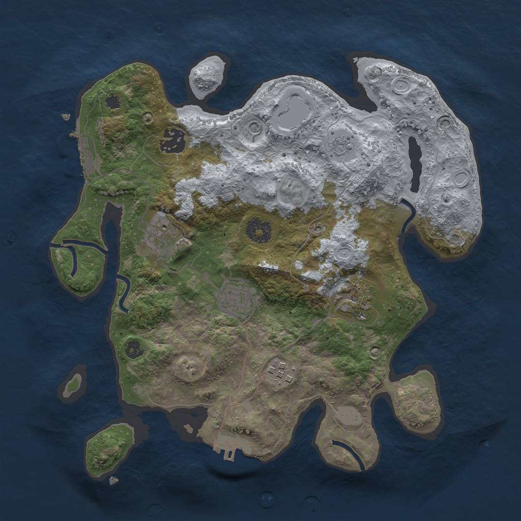 Rust Map: Procedural Map, Size: 3000, Seed: 1276603816, 14 Monuments