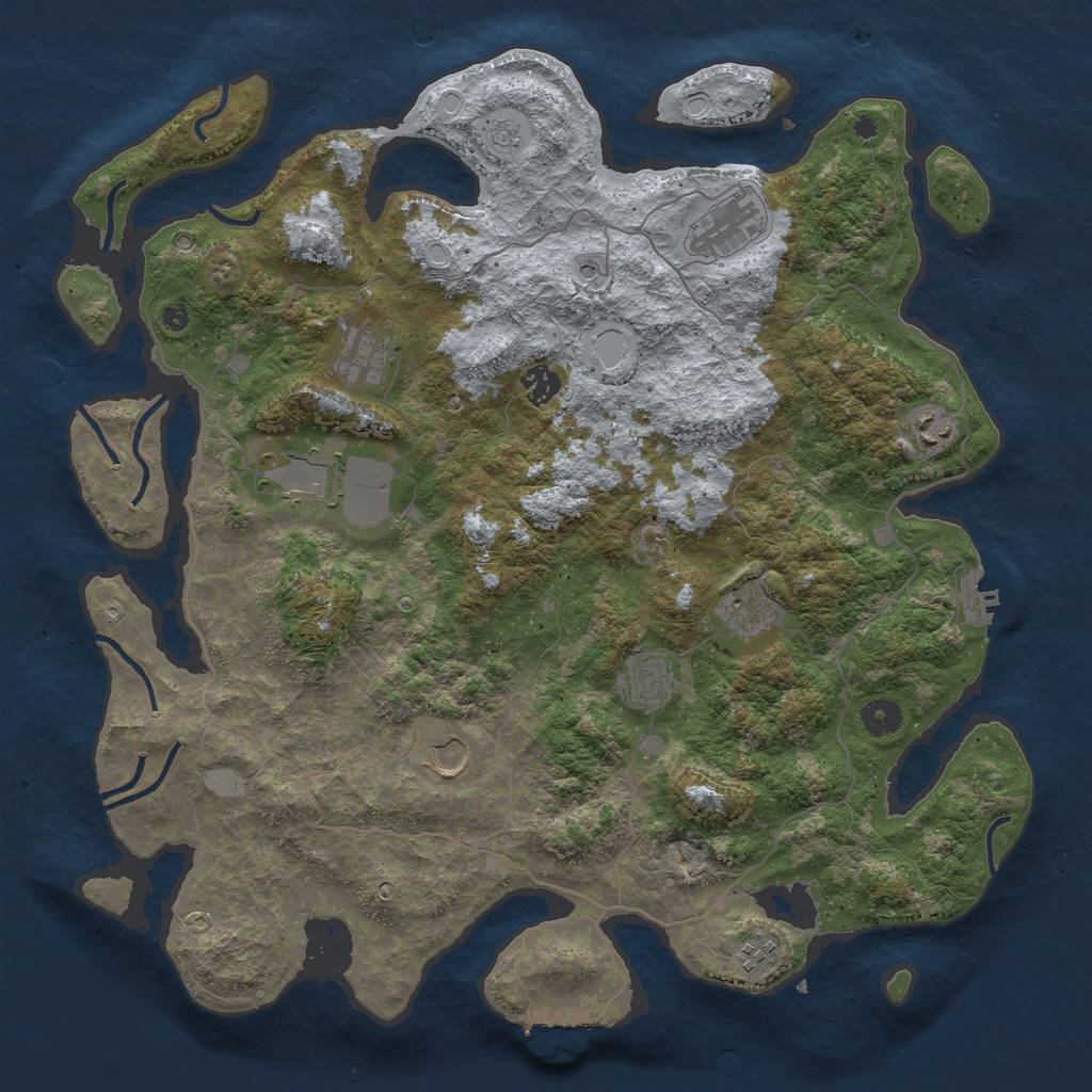 Rust Map: Procedural Map, Size: 4200, Seed: 676767, 16 Monuments