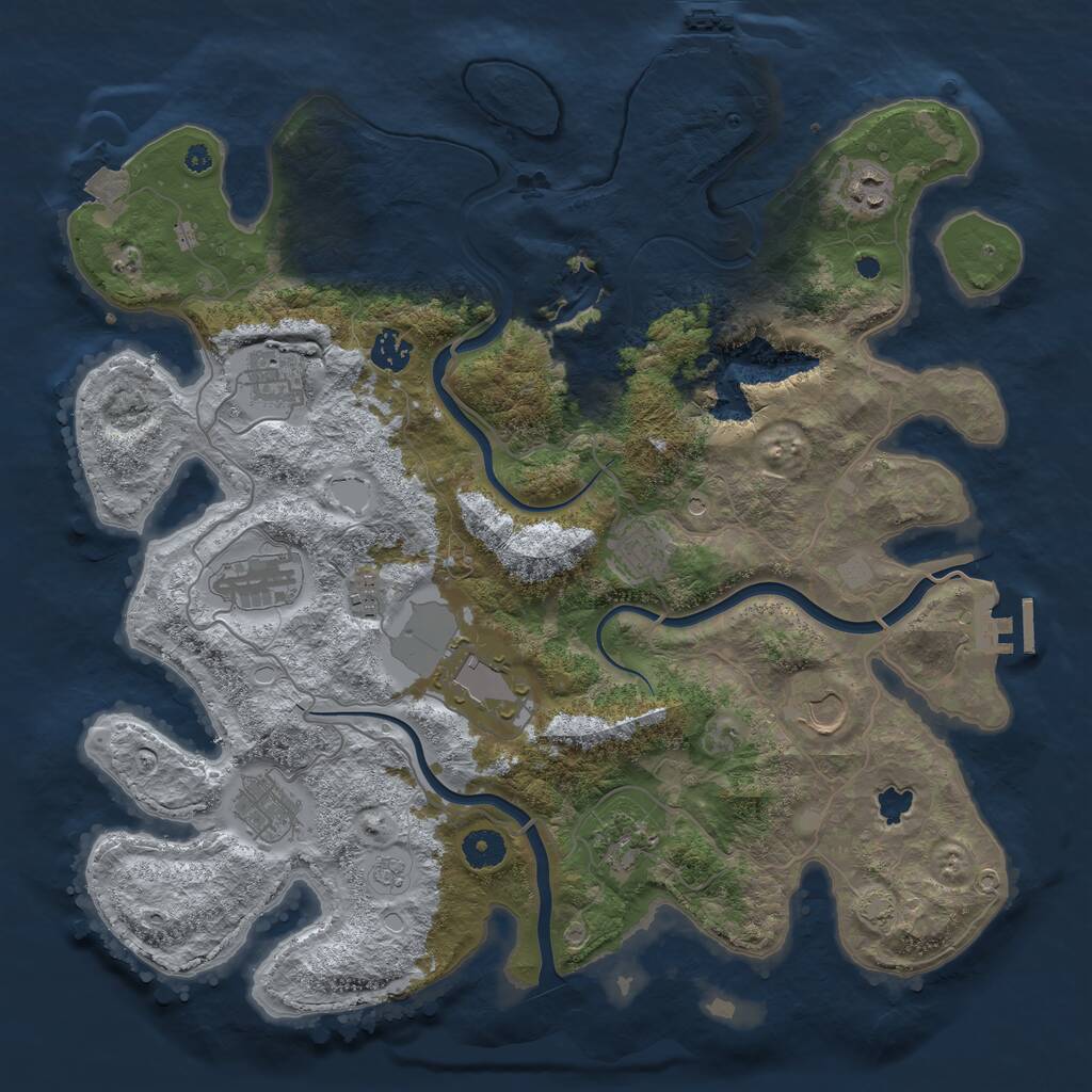 Rust Map: Procedural Map, Size: 4000, Seed: 650211185, 16 Monuments
