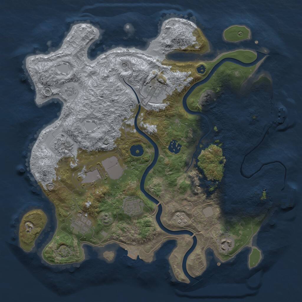 Rust Map: Procedural Map, Size: 3500, Seed: 545326283, 14 Monuments