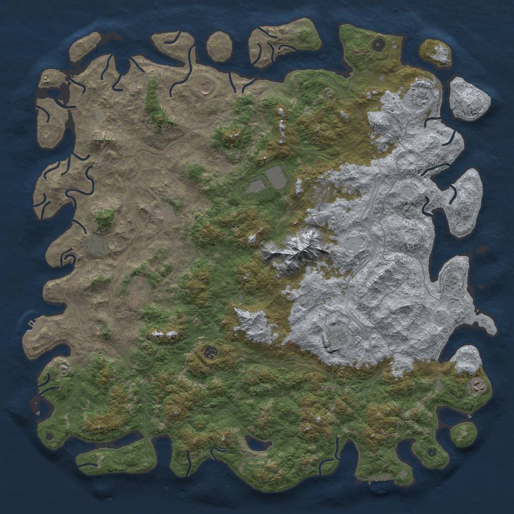 Rust Map: Procedural Map, Size: 6000, Seed: 1037599820, 18 Monuments