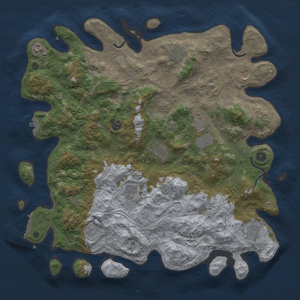 Rust Map: Procedural Map, Size: 4500, Seed: 83815, 19 Monuments