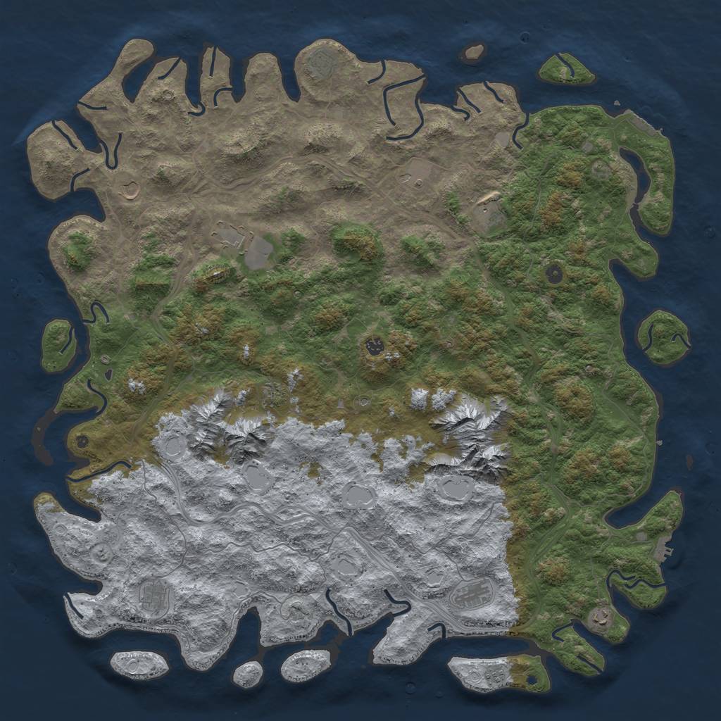 Rust Map: Procedural Map, Size: 6000, Seed: 9584, 20 Monuments