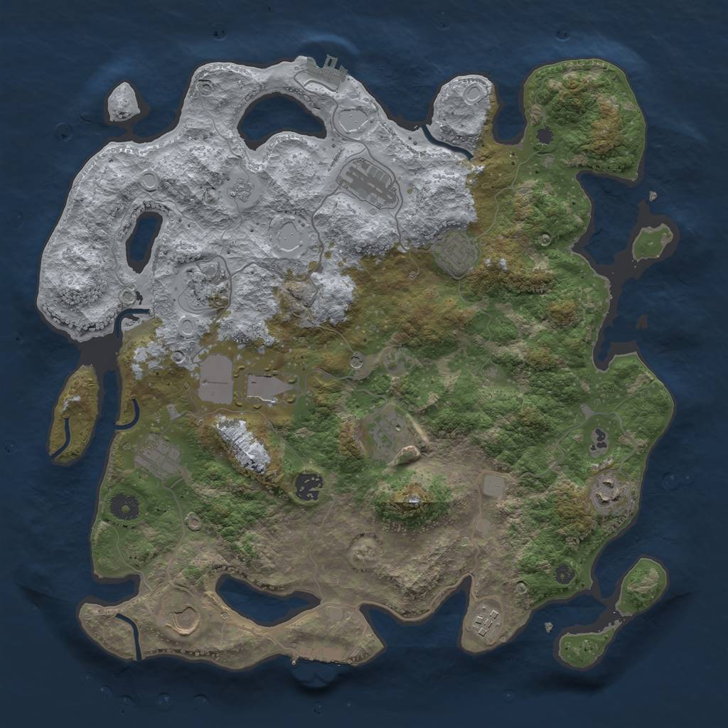 Rust Map: Procedural Map, Size: 3850, Seed: 110501132, 19 Monuments
