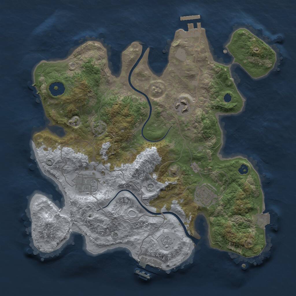 Rust Map: Procedural Map, Size: 3000, Seed: 1734591554, 9 Monuments