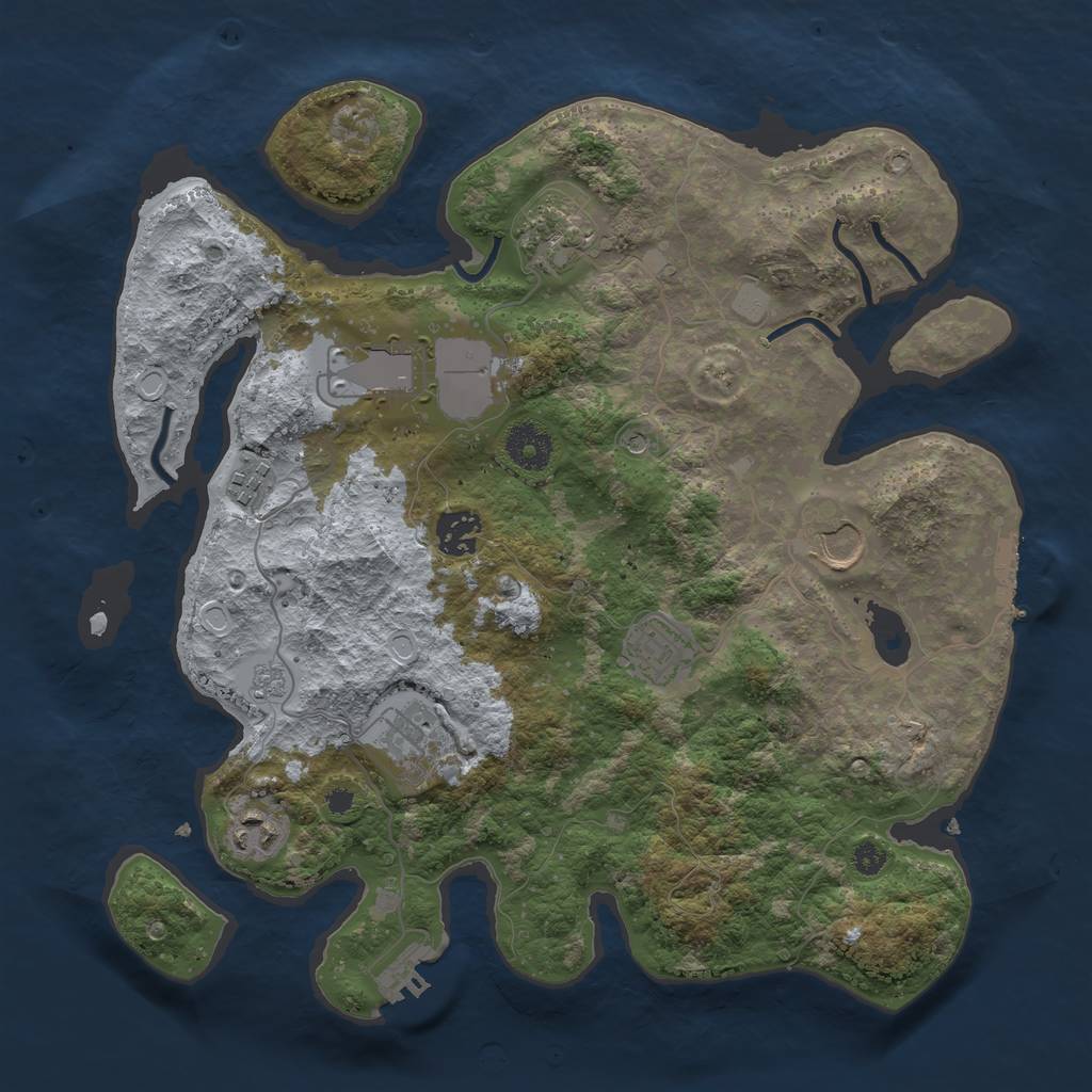Rust Map: Procedural Map, Size: 3500, Seed: 554875962, 17 Monuments