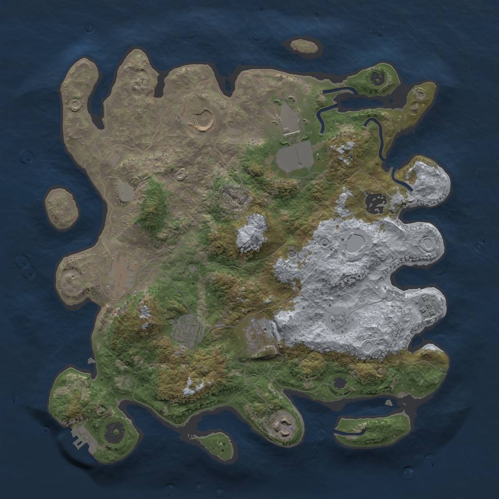 Rust Map: Procedural Map, Size: 3500, Seed: 45000, 16 Monuments