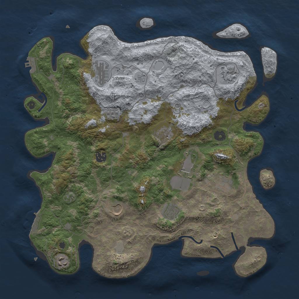 Rust Map: Procedural Map, Size: 4000, Seed: 91503, 19 Monuments