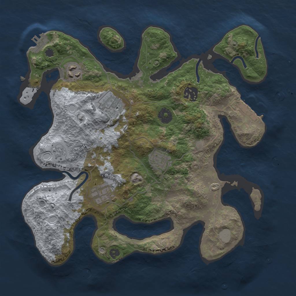 Rust Map: Procedural Map, Size: 3000, Seed: 1177691049, 13 Monuments