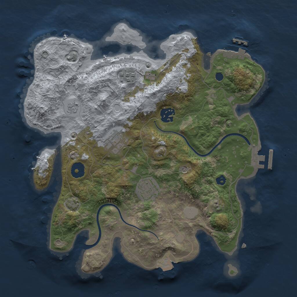 Rust Map: Procedural Map, Size: 3000, Seed: 83745, 10 Monuments