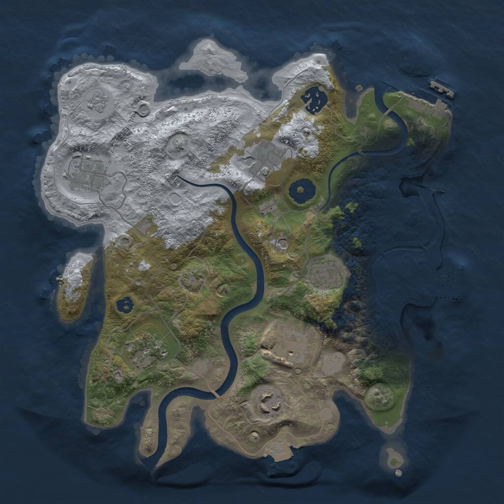 Rust Map: Procedural Map, Size: 3000, Seed: 83745, 13 Monuments