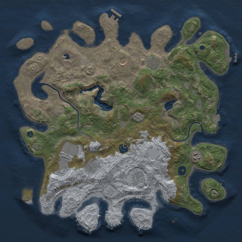 Rust Map: Procedural Map, Size: 4000, Seed: 734198956, 14 Monuments